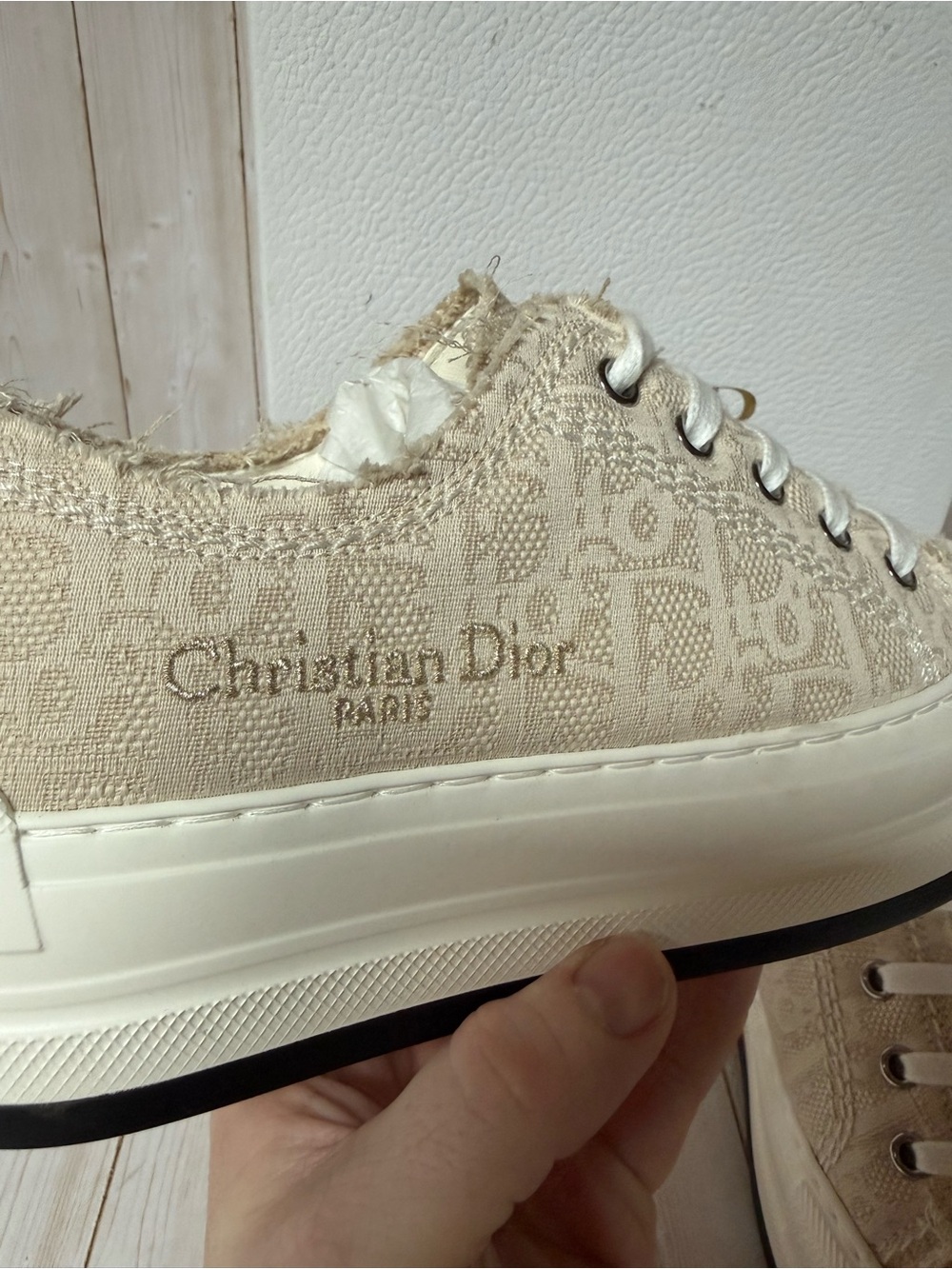 Christian Dior Oblique Walk'N'Dior Platform Sneakers Beige Natural Sz 36.5 / 6.5 - Picture 9 of 13